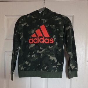 Adidas Camouflage Hoodie with Bold Orange Logo